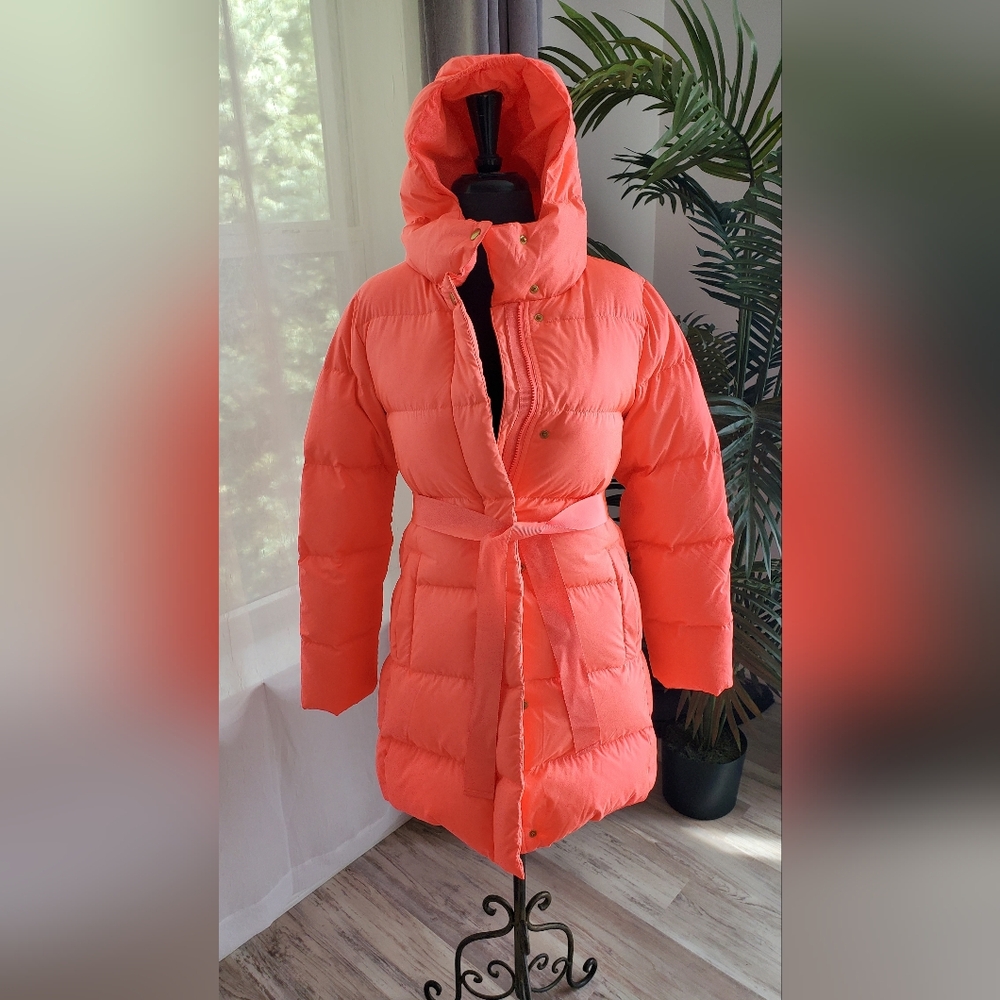 J. Crew-Crewcuts Vibrant Coral Puffer Coat Sz Girls 14